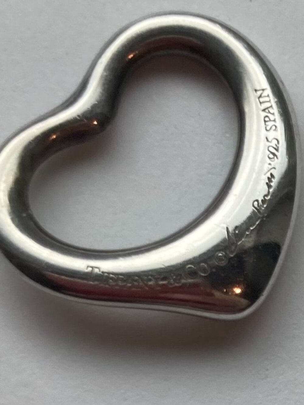 Authentic Tiffany & Co. Elsa Peretti Sterling Silver Open Heart Pendant